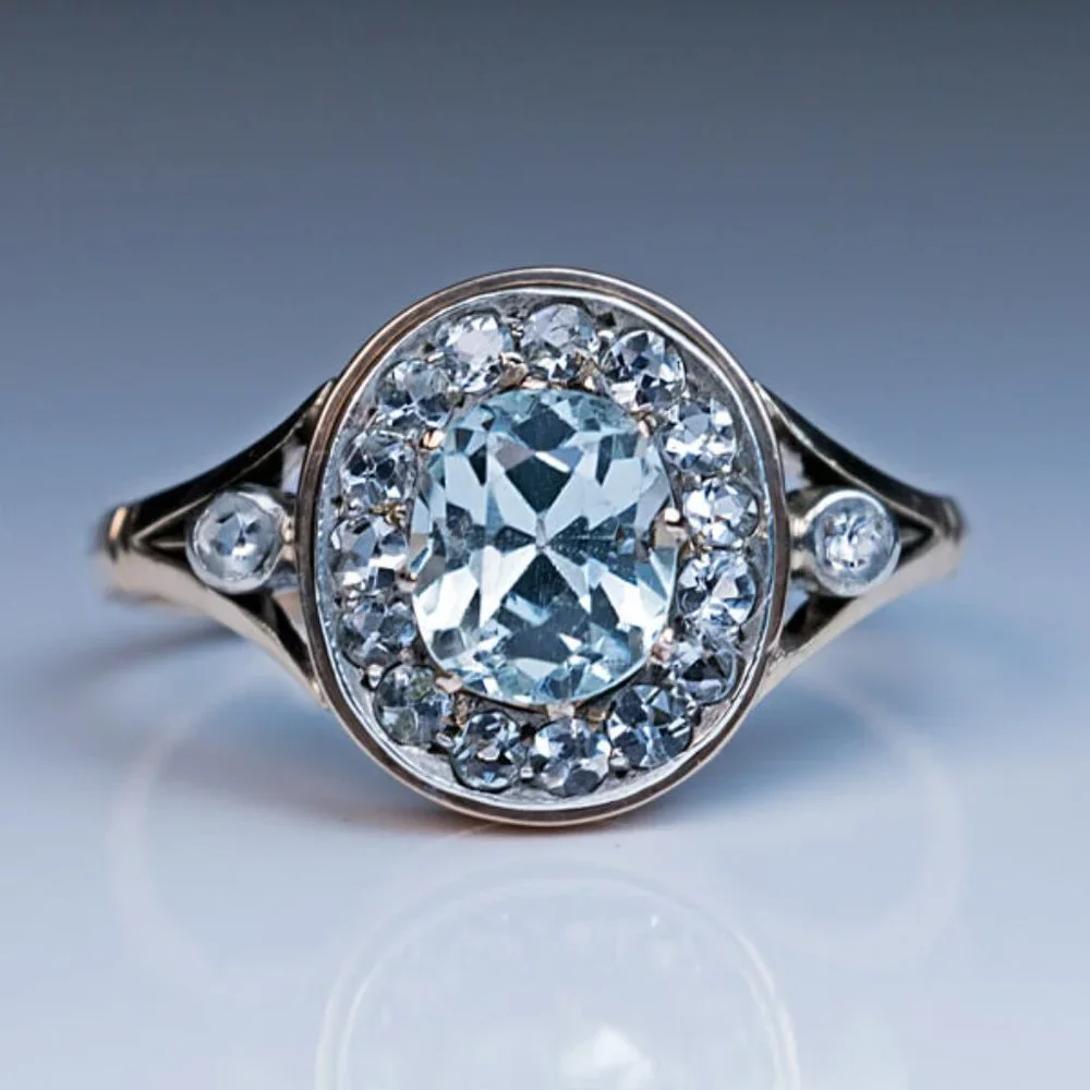 🎁 Refine Oval Pure Blue Zircon Silver Elegant Rings for Women, PD674